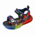 Fashion Low-top Hook And Loop Spider Man Sandals For Kids Boy Outdoor Summer Flat Sandals Comfortable Kids Shoes Led Light Shoes